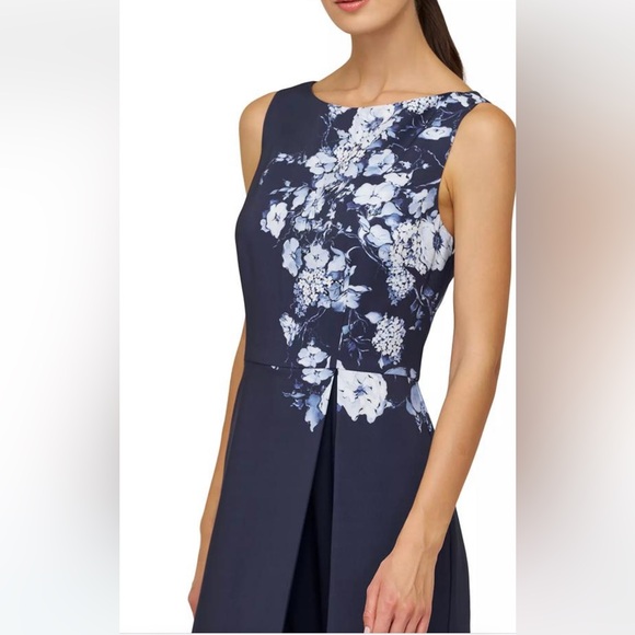 Kay Unger Esti Floral Stretch-Crêpe Walk-Thru Jumpsuit Size 12 NWT - Picture 6 of 10